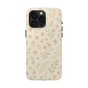 Flower Patterned Tough Phone Case - Soft Grip Blooming Design - Dipaliz - Iphone 15 Pro Max - Mobile Cases