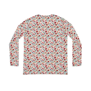 Long Sleeve v Neck Flowers Pattern Tee - Comfy Style - Dipaliz - T-shirts