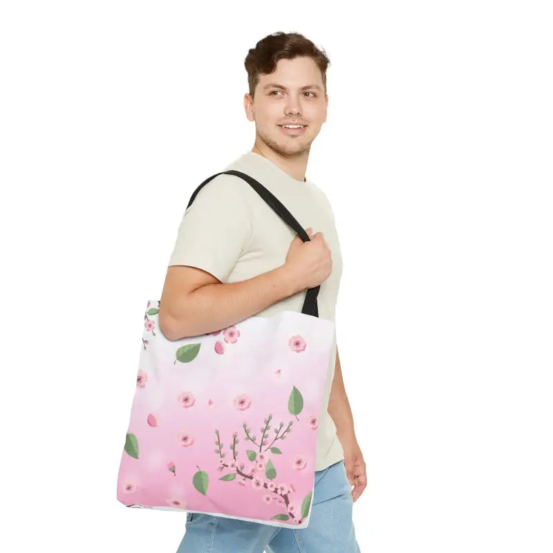 Chic Pink Tote: Floral Pattern for Style Elevation! - Bags