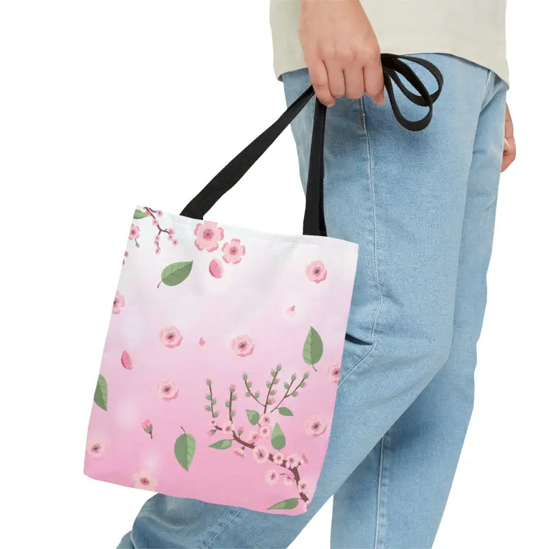 Chic Pink Tote: Floral Pattern for Style Elevation! - Bags