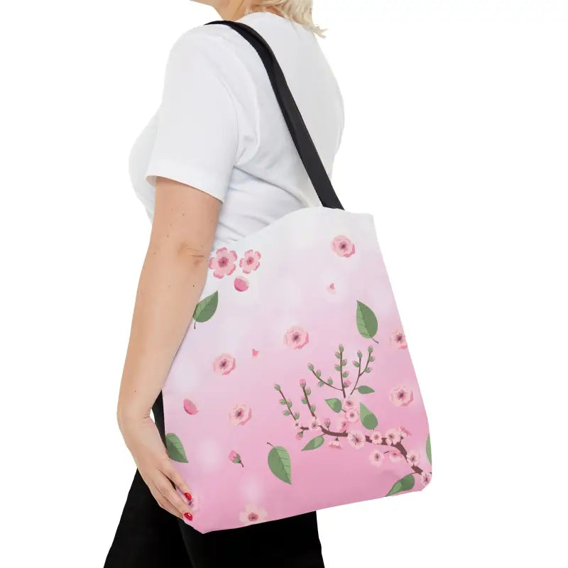 Chic Pink Tote: Floral Pattern for Style Elevation! - Bags