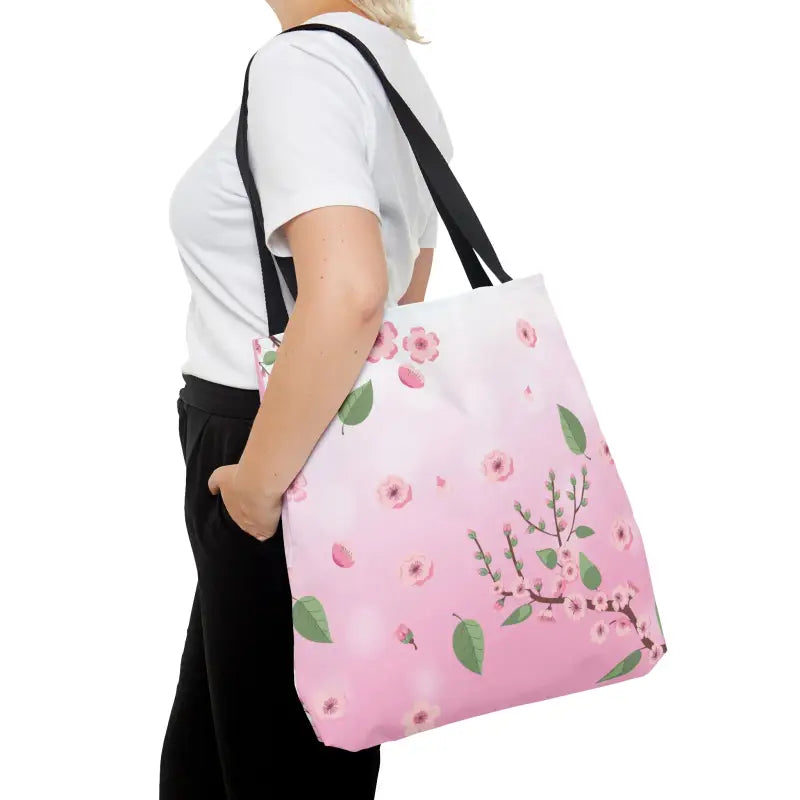 Chic Pink Tote: Floral Pattern for Style Elevation! - Bags