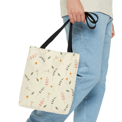 Chic Flower Power Tote Bag - Simple Elegance in Polyester - Bags