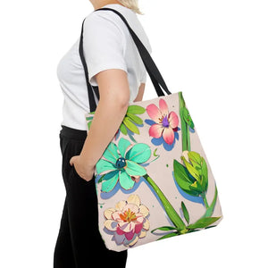 Flower Pattern Polyester Tote Bag Vibrant Statement Style - Dipaliz - Large - Bags