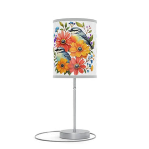 Flowers Lamp on Stand with Stunning Floral Art Shade - Dipaliz - Light Grey / Silver / one Size - Lamps