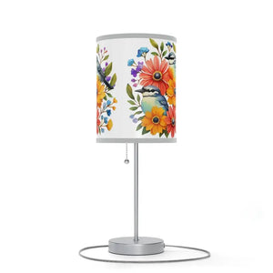 Flowers Lamp on Stand with Stunning Floral Art Shade - Dipaliz - Light Grey / Silver / one Size - Lamps
