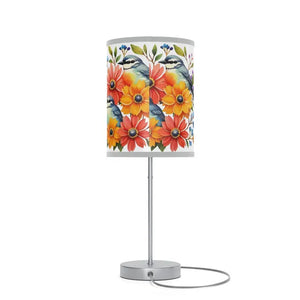 Flowers Lamp on Stand with Stunning Floral Art Shade - Dipaliz - Light Grey / Silver / one Size - Lamps