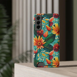 Phone Case with Vibrant Flowers and Card Holder - Dipaliz - Mobile Cases