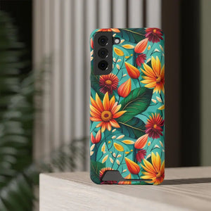 Phone Case with Vibrant Flowers and Card Holder - Dipaliz - Mobile Cases