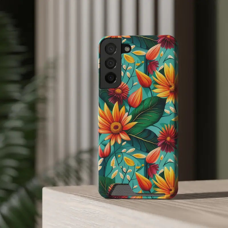 Vibrant Flower Phone Case with Card Holder Bliss