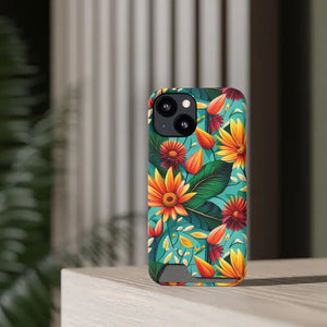 Phone Case with Vibrant Flowers and Card Holder - Dipaliz - Mobile Cases