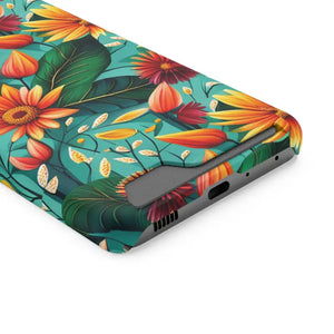 Phone Case with Vibrant Flowers and Card Holder - Dipaliz - Mobile Cases