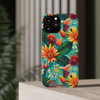 Vibrant Flower Phone Case with Card Holder Bliss