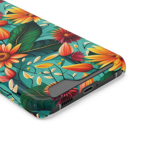 Phone Case with Vibrant Flowers and Card Holder - Dipaliz - Mobile Cases