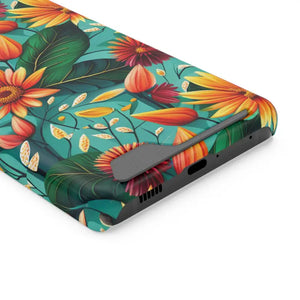 Phone Case with Vibrant Flowers and Card Holder - Dipaliz - Mobile Cases