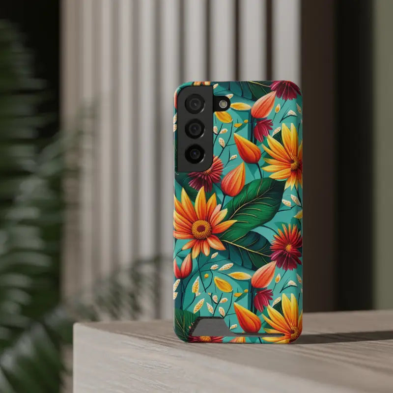 Vibrant Flower Phone Case with Card Holder Bliss