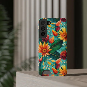 Phone Case with Vibrant Flowers and Card Holder - Dipaliz - Mobile Cases