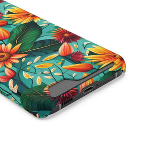 Phone Case with Vibrant Flowers and Card Holder - Dipaliz - Mobile Cases