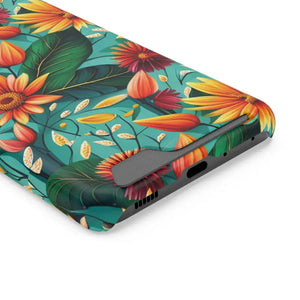 Phone Case with Vibrant Flowers and Card Holder - Dipaliz - Mobile Cases