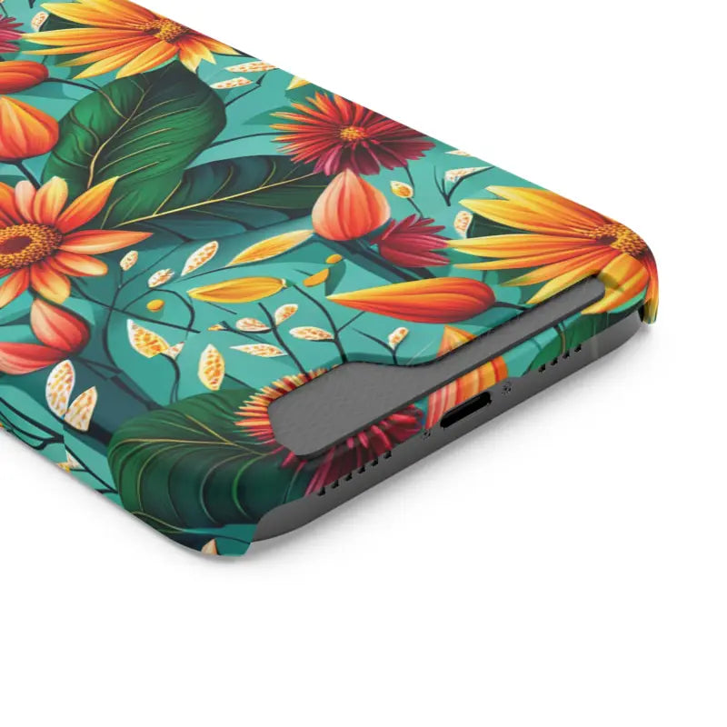 Vibrant Flower Phone Case with Card Holder Bliss