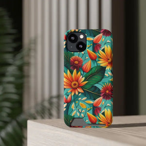 Phone Case with Vibrant Flowers and Card Holder - Dipaliz - Mobile Cases