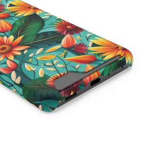 Phone Case with Vibrant Flowers and Card Holder - Dipaliz - Mobile Cases