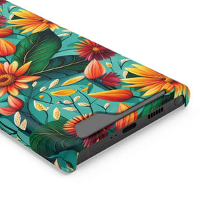 Phone Case with Vibrant Flowers and Card Holder - Dipaliz - Mobile Cases