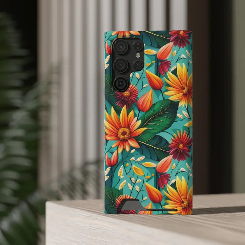 Vibrant Flower Phone Case with Card Holder Bliss