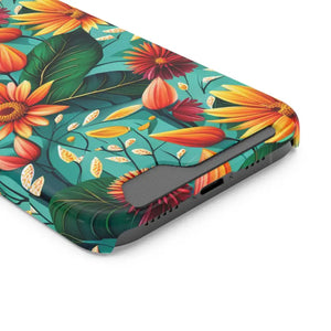 Phone Case with Vibrant Flowers and Card Holder - Dipaliz - Mobile Cases