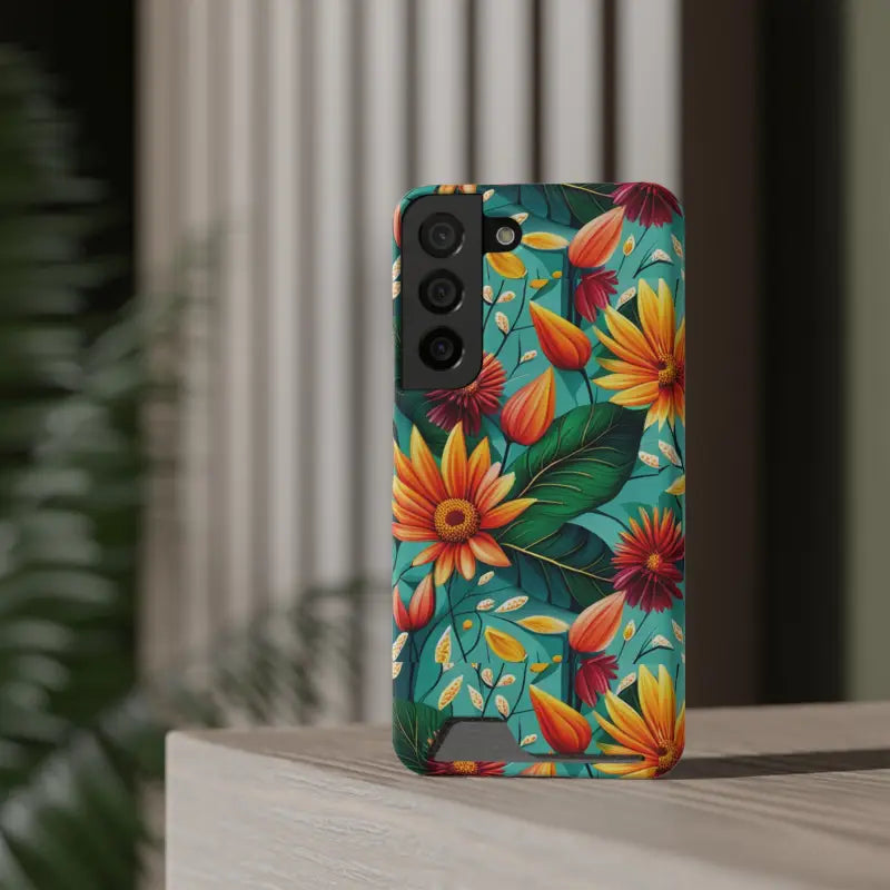 Vibrant Flower Phone Case with Card Holder Bliss