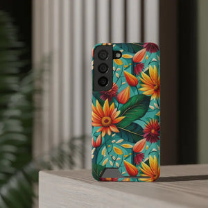 Phone Case with Vibrant Flowers and Card Holder - Dipaliz - Mobile Cases