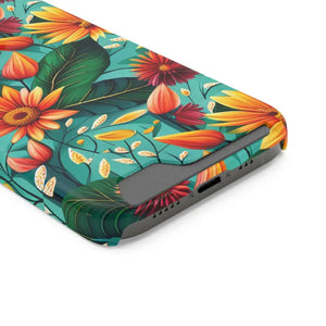 Phone Case with Vibrant Flowers and Card Holder - Dipaliz - Mobile Cases