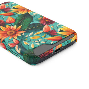 Phone Case with Vibrant Flowers and Card Holder - Dipaliz - Mobile Cases