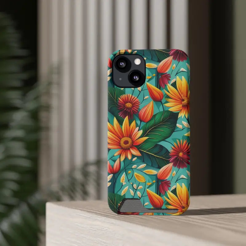 Vibrant Flower Phone Case with Card Holder Bliss