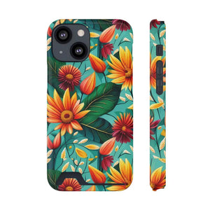 Phone Case with Vibrant Flowers and Card Holder - Dipaliz - Iphone 13 Mini / Glossy / Without Gift Packaging - Mobile