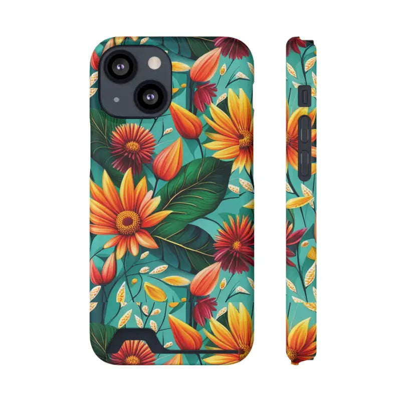 Vibrant Flower Phone Case with Card Holder Bliss - Iphone 13 Mini / Matte / Without Gift Packaging