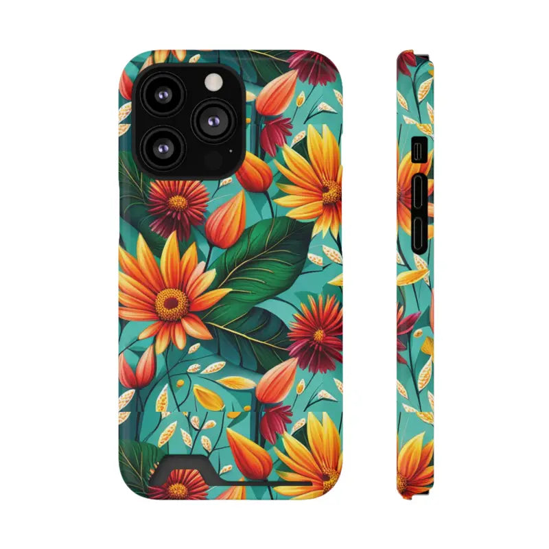 Vibrant Flower Phone Case with Card Holder Bliss - Iphone 13 Pro / Glossy / Without Gift Packaging