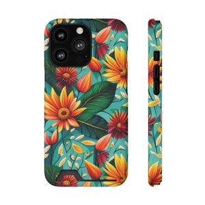 Phone Case with Vibrant Flowers and Card Holder - Dipaliz - Iphone 13 Pro / Matte / Without Gift Packaging - Mobile