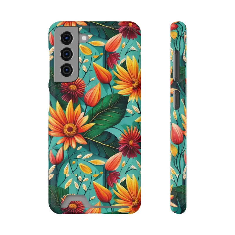 Vibrant Flower Phone Case with Card Holder Bliss - Samsung Galaxy S21 / Glossy / Without Gift Packaging