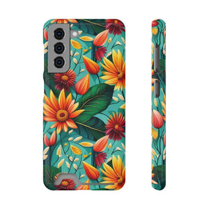 Phone Case with Vibrant Flowers and Card Holder - Dipaliz - Samsung Galaxy S21 / Glossy / Without Gift Packaging
