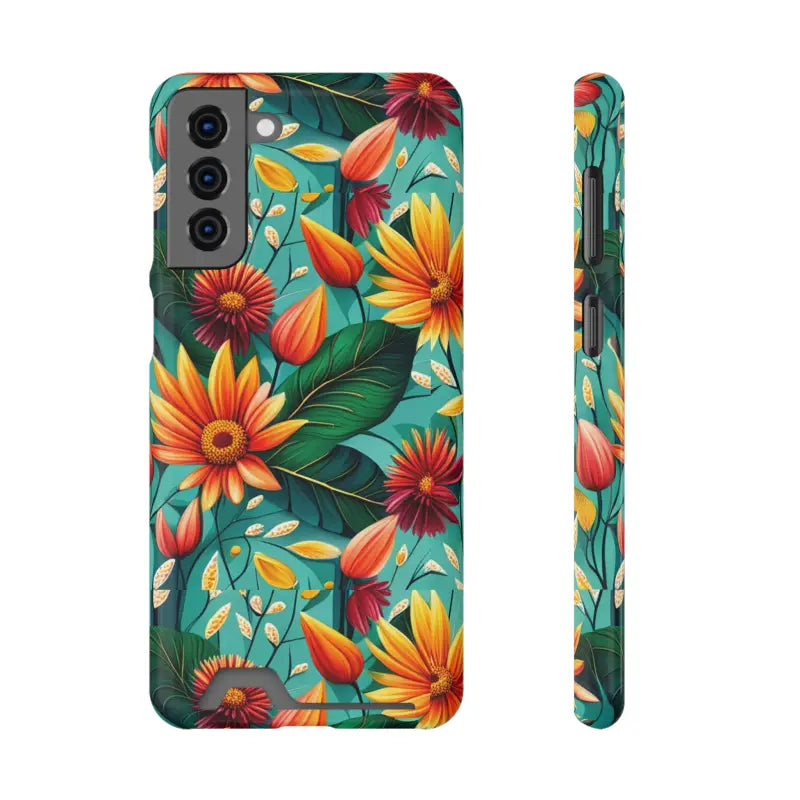 Vibrant Flower Phone Case with Card Holder Bliss - Samsung Galaxy S21 Plus / Glossy / Without Gift Packaging