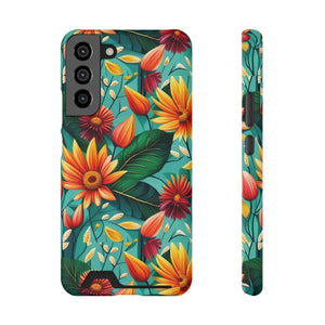 Phone Case with Vibrant Flowers and Card Holder - Dipaliz - Samsung Galaxy S22 Plus / Matte / Without Gift Packaging