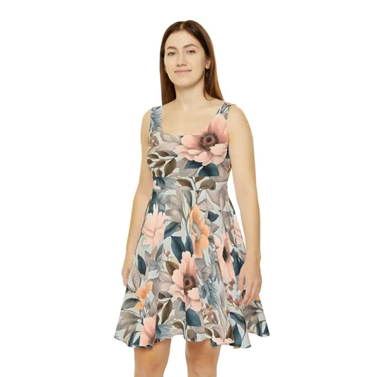 Blossom in Style: Sassy Flower Power Skater Dress - s Dresses