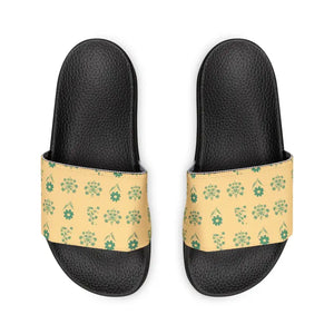 Women’s Pu Slide Sandals Flower Pattern Bold Summer Style Dipaliz