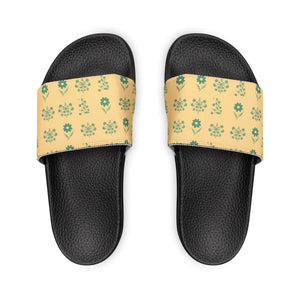 Women’s Pu Slide Sandals Flower Pattern Bold Summer Style Dipaliz