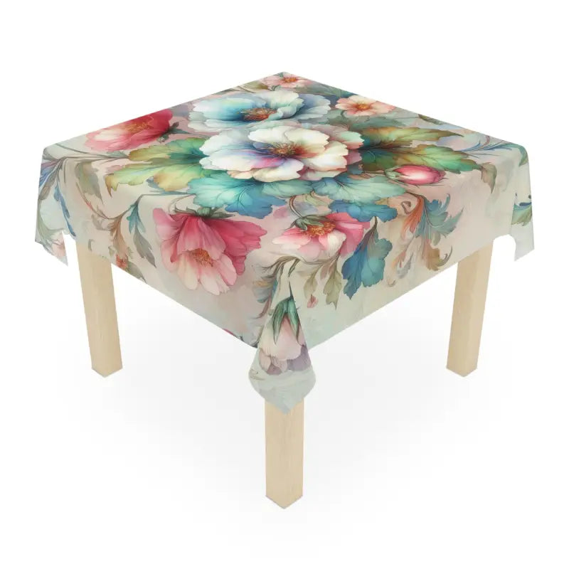 Premium Polyester Tablecloth with Watercolor Flowers - one Size / White - Tablecloths