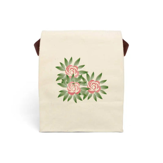 Bloom with Style: Dipaliz Floral Canvas Lunch Bag - 8’’ x 12.5’’ 5.5’’ / Natural Bags