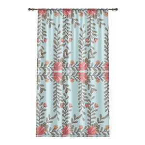 Flower Vines Window Curtains - Nature Inspired Elegance - Dipaliz - Sheer / White / 50’’ × 84’’