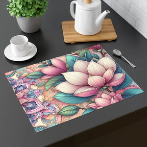 Floral Placemat - Vibrant Mandala Cloth Dining Table Decor - Dipaliz - 18’’ × 14’’ - Placemats