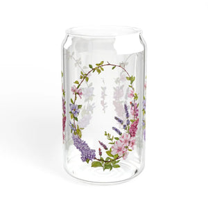 Floral 16oz Sipper Glass - Wreath Design Bamboo Lid - Dipaliz - Tumblers